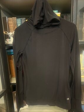 GAPFIT Lightweight Black Hooded Long-Sleeve Top with Thumbholes & Pouchpocket
